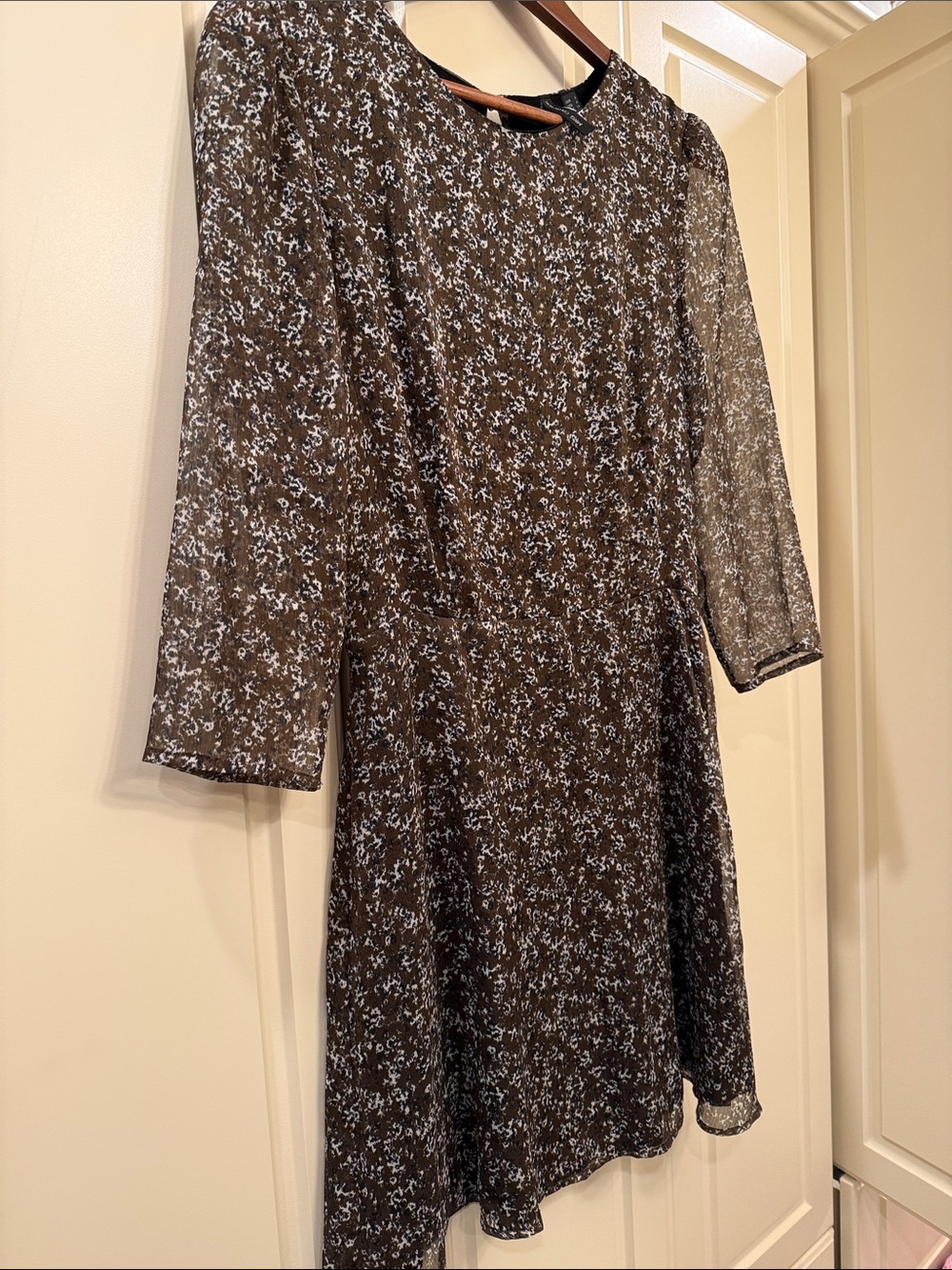Brown Floral Long-Sleeve A-Line Dress - Picture 4 of 4